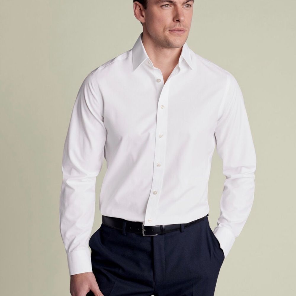 Charles Tyrwhitt Non-iron Poplin Slim Fit Shirt White Size Neck 15.5” NWT IN PKG